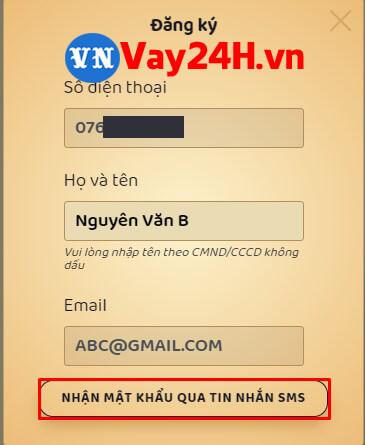 C&aacute;c bước đăng k&yacute; vay tiền Cashberry bước 2