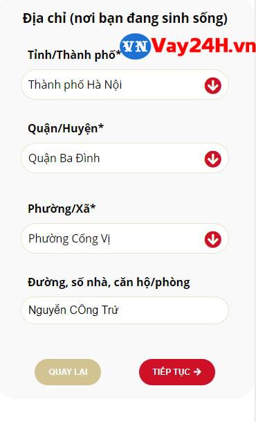 Các bước vay tiền vayvnd bước 2