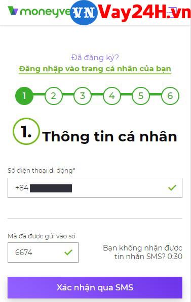 C&aacute;c bước đăng k&yacute; vay tiền MoneyVeo 3