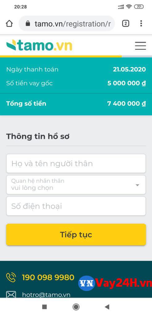 Hướng dẫn đăng ký vay tiền tamo 5 Hướng dẫn đăng ký vay tiền tamo 5