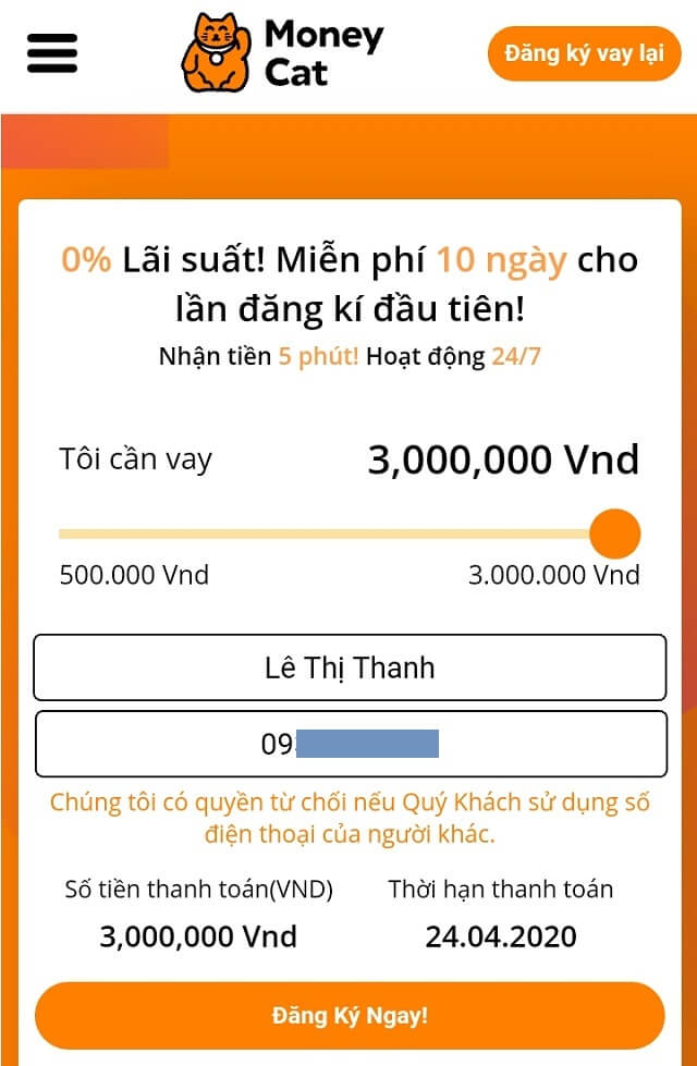 Đăng ký hạn mức vay tiền Đăng ký hạn mức vay tiền
