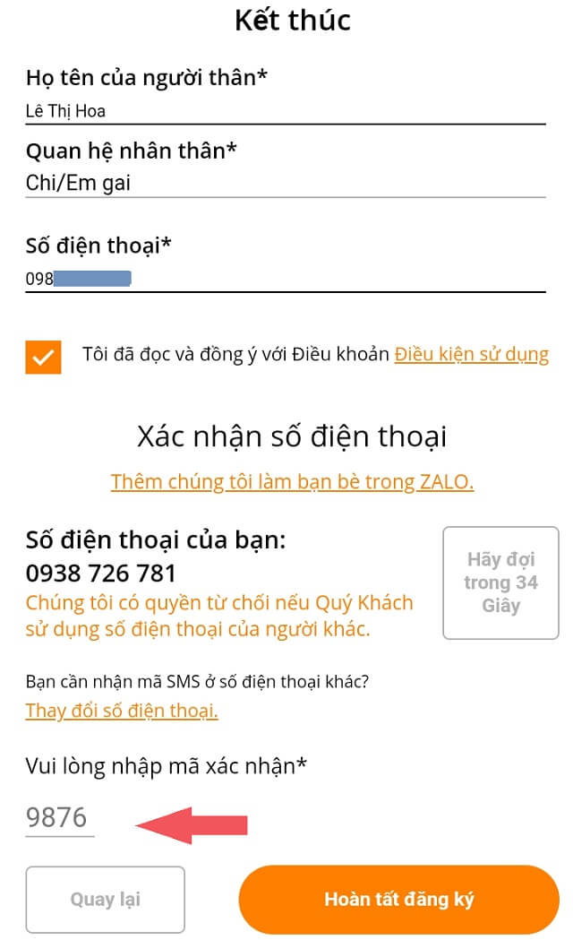 Cung cấp thông tin tham chiếu và mã OTP Cung cấp thông tin tham chiếu và mã OTP